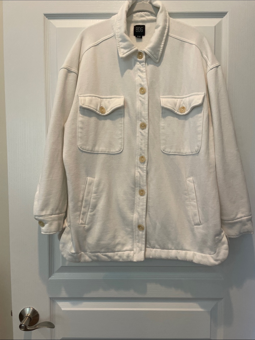 BDG Urban Outfitters Cream Oversized Button-Front Utility Jacket